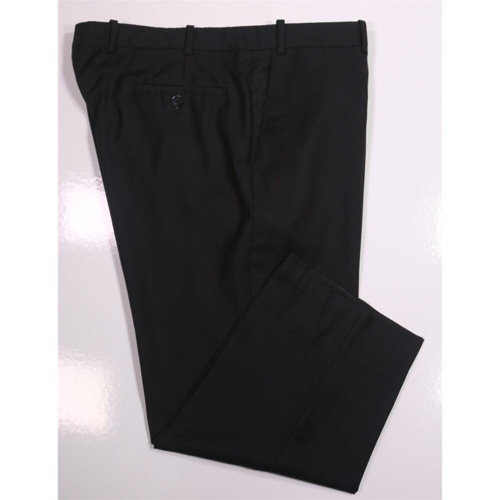 Peter Millar Solid Black Wool Flat Front Dress Pa… - image 1